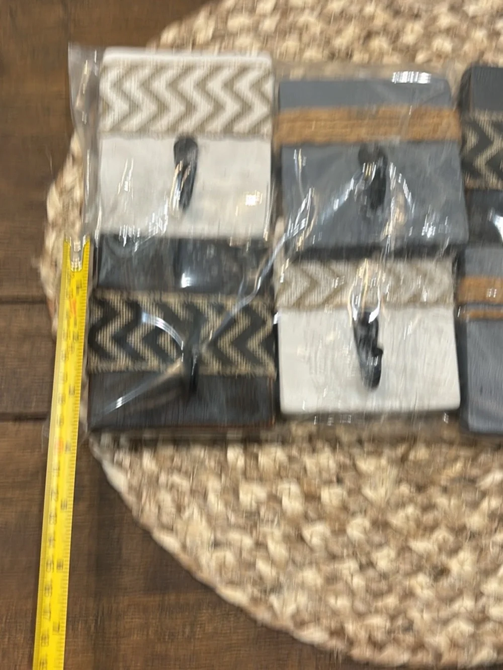 Rustic Gray & White Decorative Wall Hooks with Burlap Accents